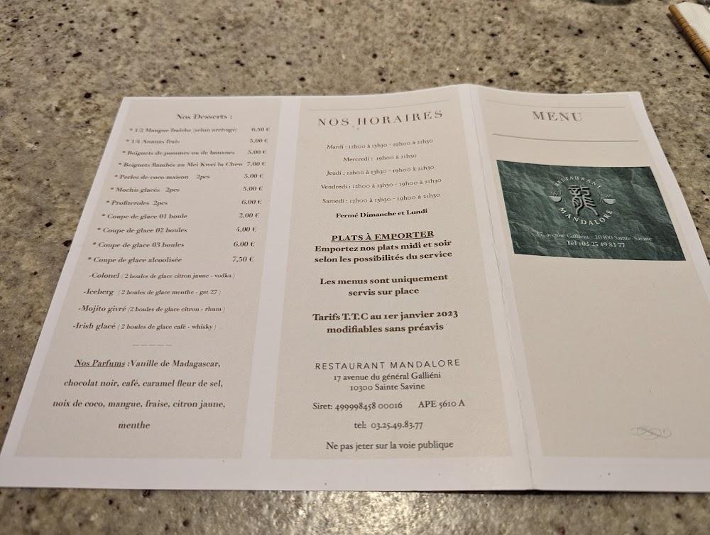 Restaurant Mandalore - Menu Image 2